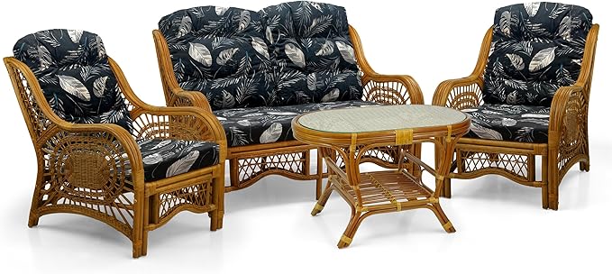 Malibu Lounge Loveseat Sofa Natural Rattan Wicker Handmade Design, Colonial - Image 5