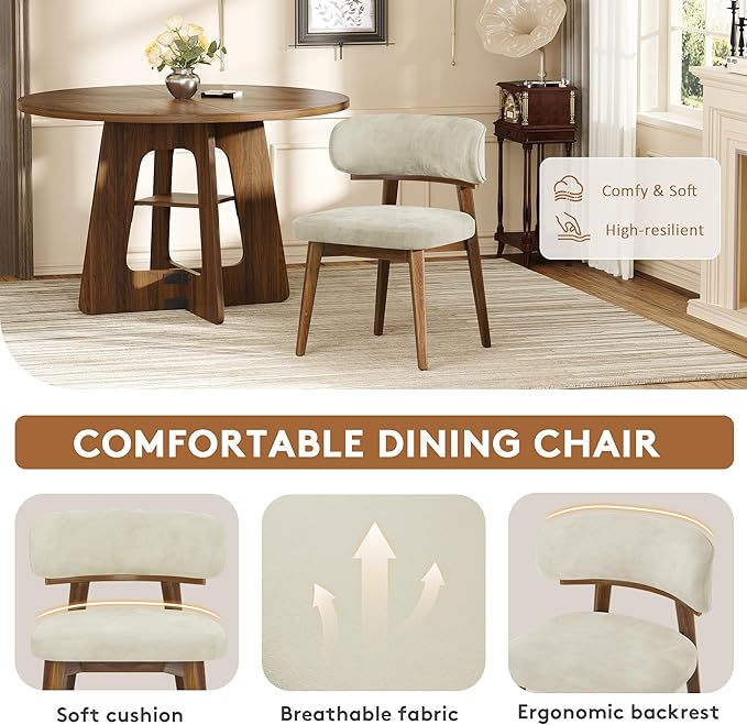 Dining Chairs Set of 4, Modern Upholstered Dining Chairs, Wooden Kitchen Chairs - Image 4