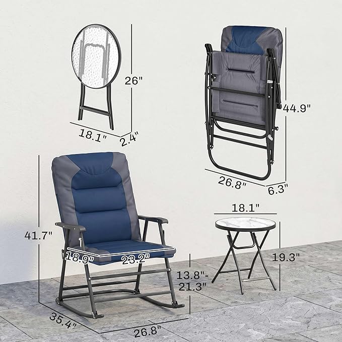 Outsunny 3 Piece Outdoor Patio Furniture Set - Image 7