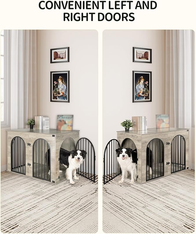 Hzuaneri 43.3" Wooden Dog Crate Furniture, Indoor Dog Kennel Dogs Cage - Image 5