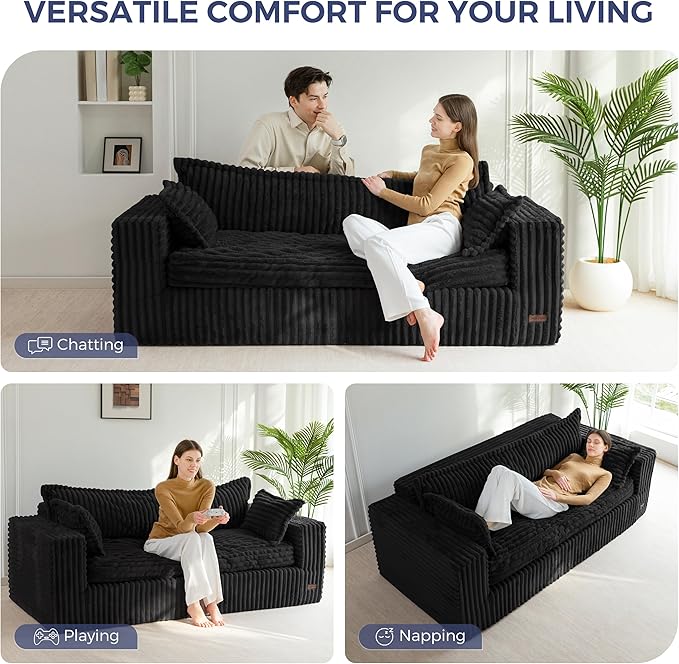 MAXYOYO 76" Bean Bag Sofa Couch, Loveseat Boneless Couch in a Box, Upholstered - Image 3