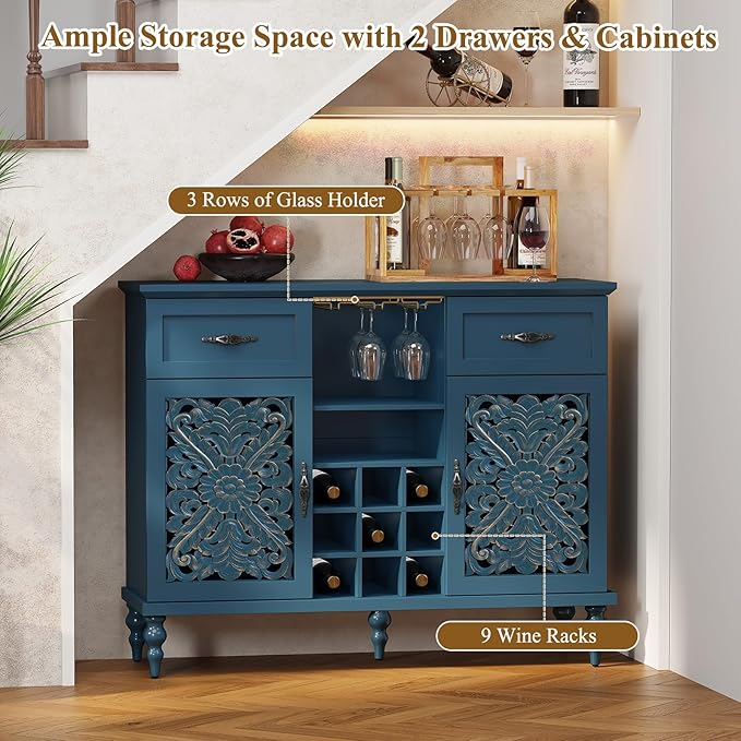 ARTPOWER 47.2" Vintage Wine Bar Cabinet - Image 5