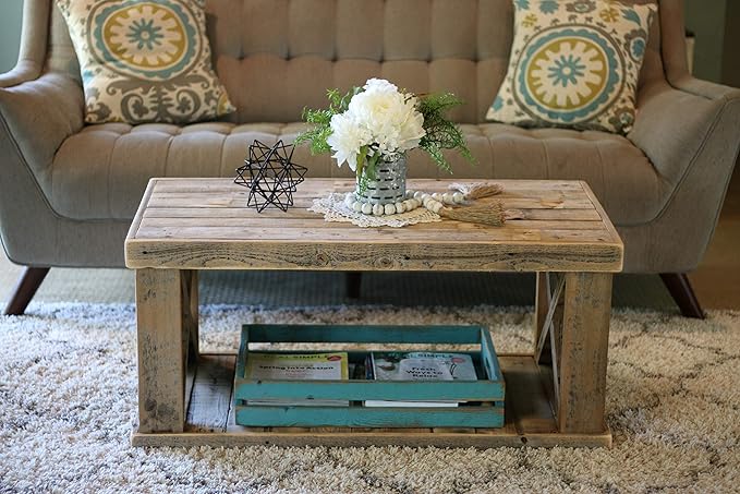 Doug and Cristy Designs Natural Wooden X Leg Coffee Table - Image 3