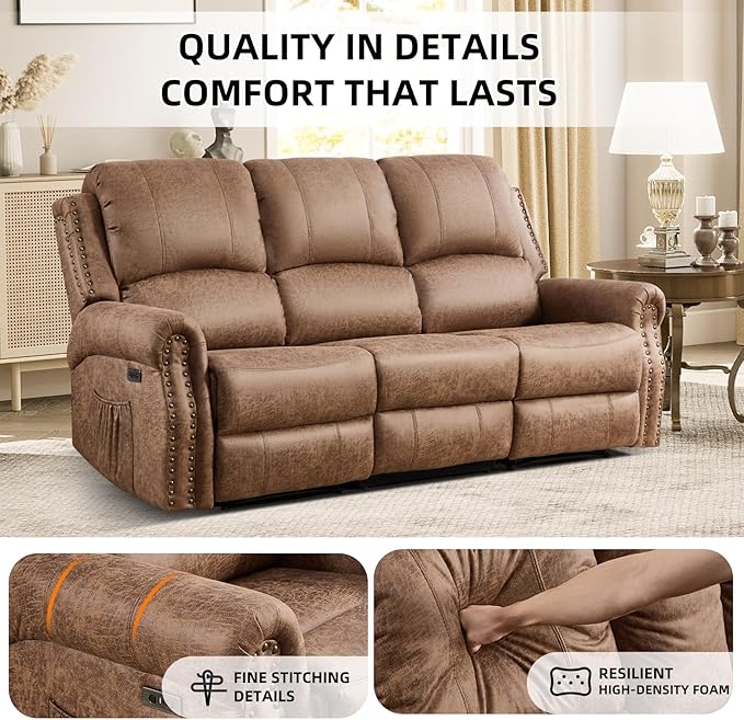 EBELLO Faux Leather Power Living Room Furniture Set, Included 2 Reclining 1 - Image 6