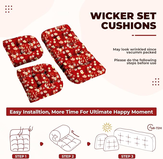 DANGHOOGY Wicker Chair Cushions, Waterproof Outdoor Loveseat Cushions - Image 6
