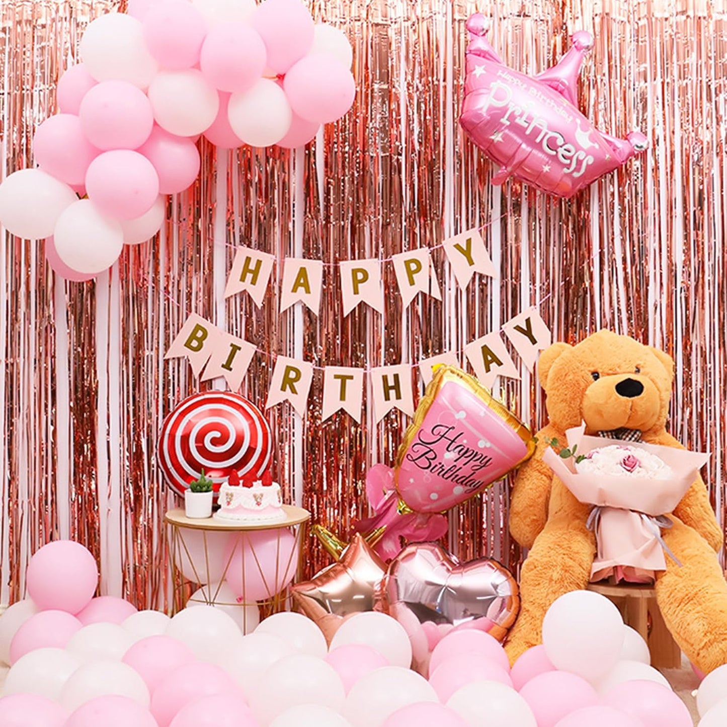 QRabbit 4 Pack Purple Tinsel Foil Fringe Curtains - 3.3x6.6 Ft Metallic Party Streamers Backdrop for Birthday Wedding Christmas Party Decor, Self-Adhesive Photo Booth Wall Door Decorations