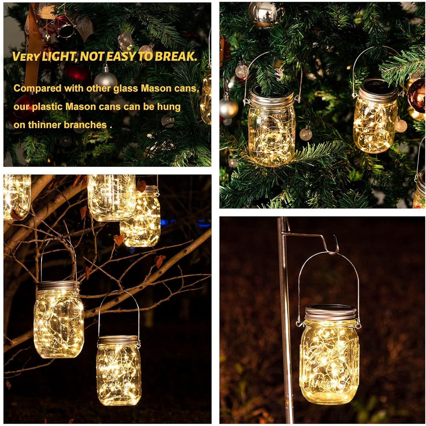 HXWEIYE 8 Pack Solar Mason Jar Lights Lanterns,Jars & Hangers Included，30LED Waterproof Hanging Outdoor Fairy Lights for Patio Garden Porch Yard Backyard Balcony Wedding(Warm White)