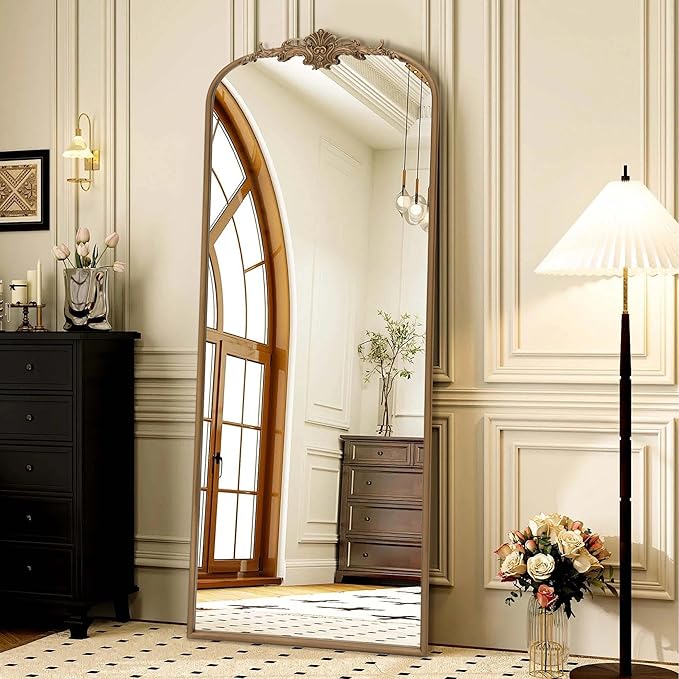 Besdomus Vintage Mirror Full Length: 21x56 French Gold Arched Full Body Mirror by Besdomus