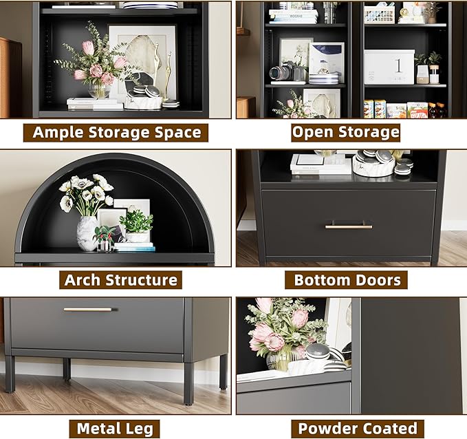 VEXPOR 73" Tall Arched Bookcase - Image 7