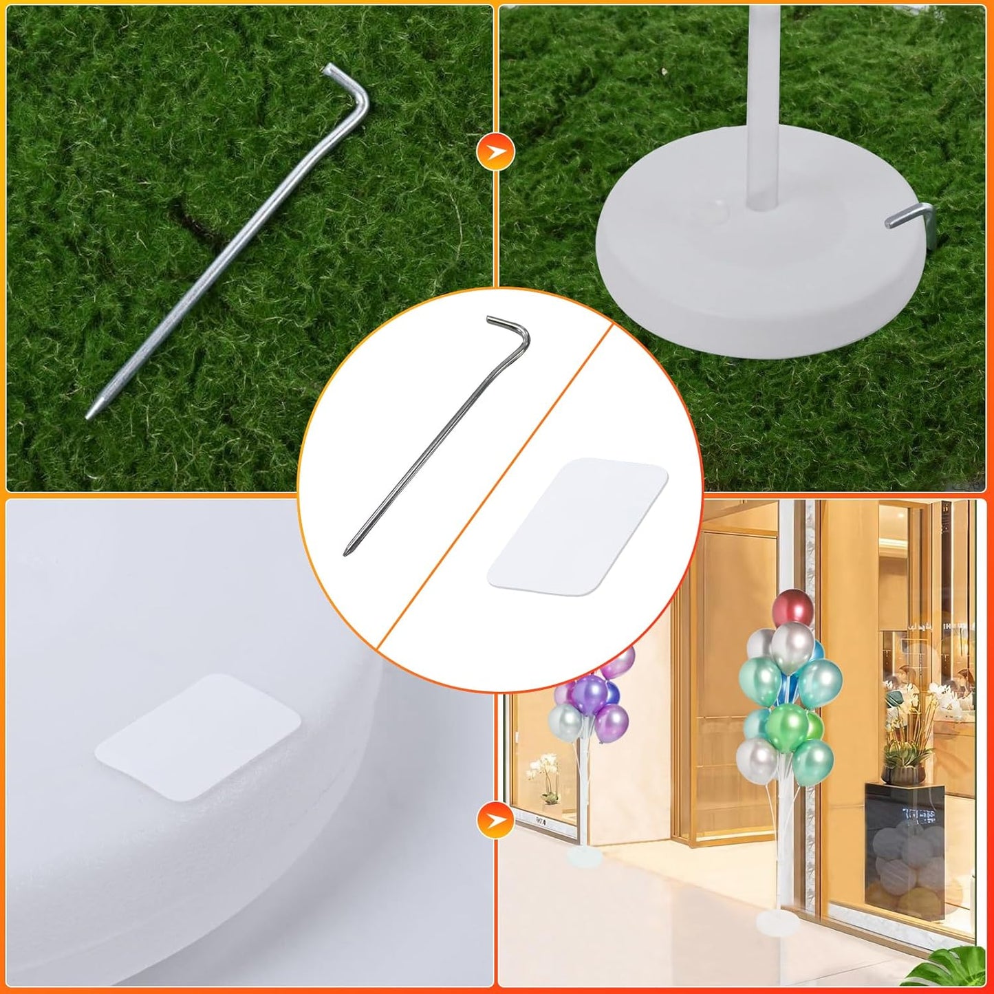 4 Sets of Balloon Stand Kit - 62in Balloon Stands with Base, Balloon Sticks, Decorations for Party Birthday Wedding Baby Shower Gender Reveal Graduation