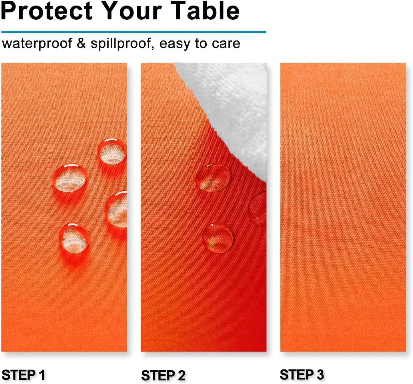 Hiasan Pumpkin Orange Rectangle Tablecloth - Waterproof Washable Polyester Fabric Table Cloth for Buffect Dining Birthday Party Wedding, 60 x 140 Inch