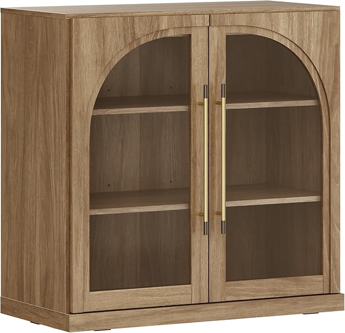 BELLEZE Modular Sideboard with Arched Glass Door, Accent Display Buffet Cabinet - Image 8