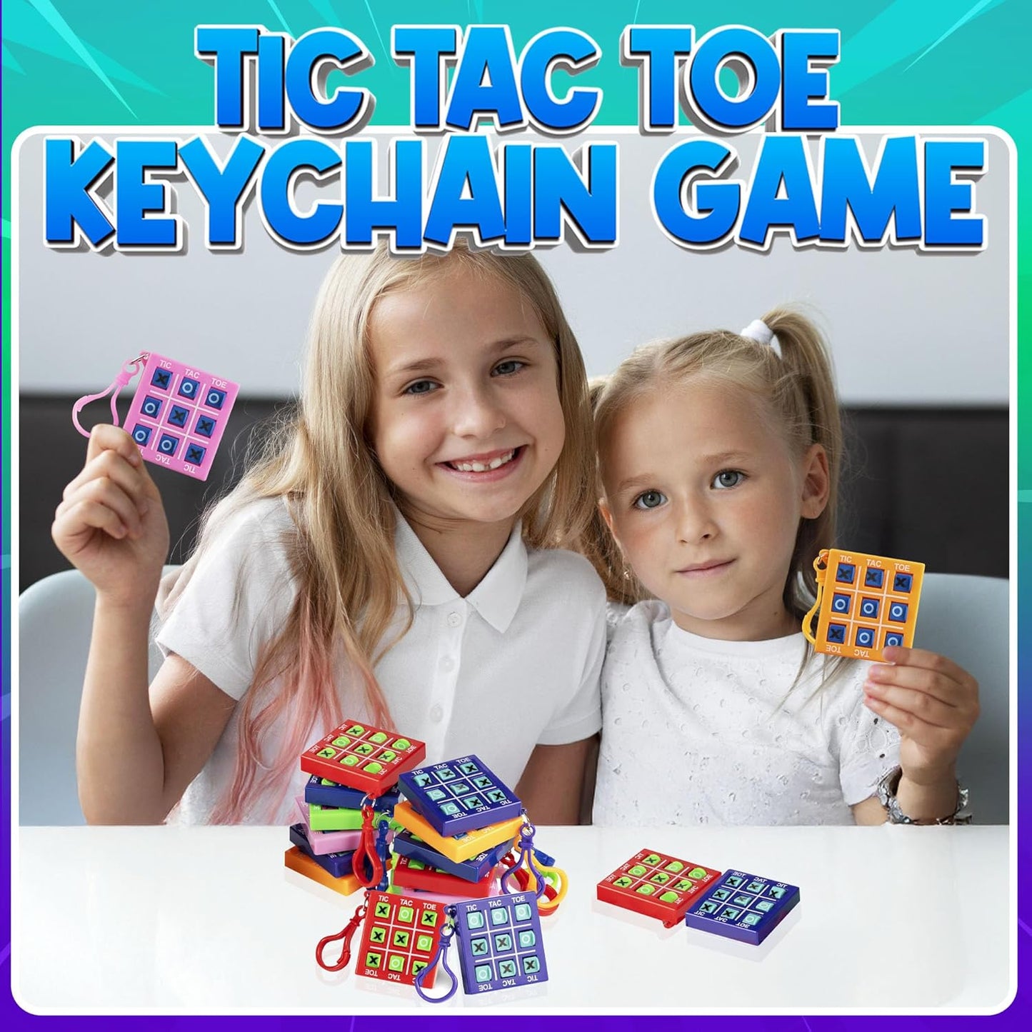 Mini Tic Tac Toe Keychain Games - (Bulk Pack of 24) 2-Inch Travel Tic-Tac-Toe Mini Board Game for Kids, Boys & Girls Party Favors, Goody Bag Stuffers, Classroom Prizes, Backpacks, Birthday Gifts