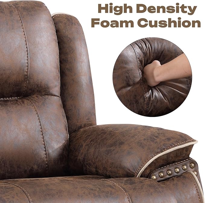 EBELLO Faux Leather Manual Recliner 3 Seater Reclining Sofa Chair, 3 Seat Sofa - Image 5
