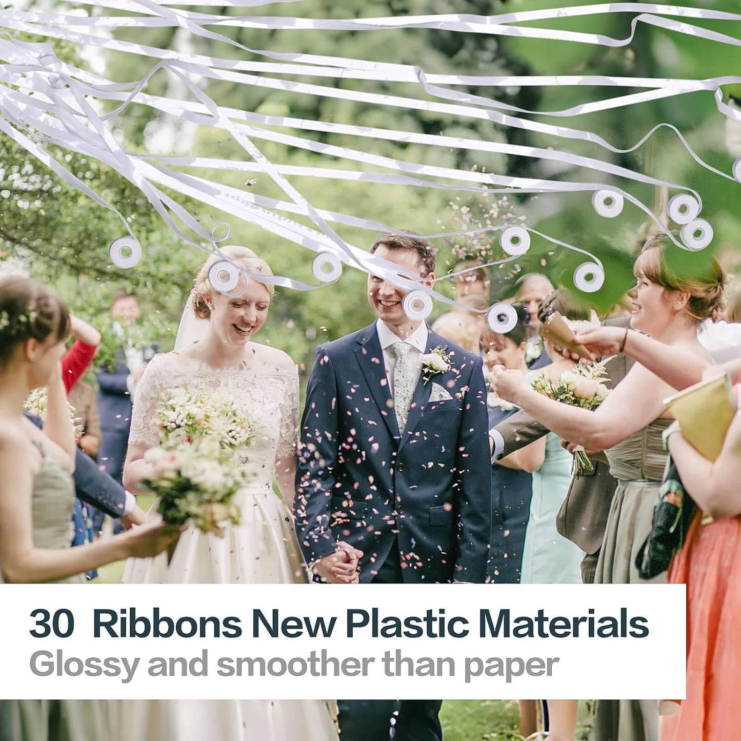 Confetti Poppers, 20Pack Plastic No Mess Streamers, Party Poppers for Birthday,Wedding,Celebrations,Graduation Party (White, 20 Pack)