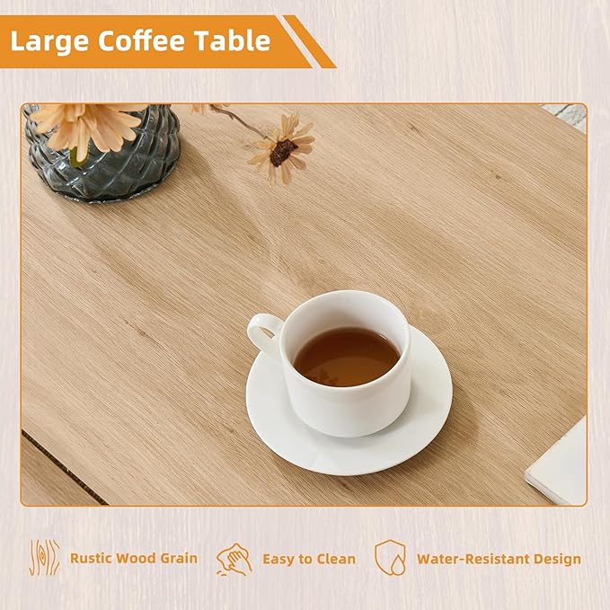 Lerliuo Boho Coffee Tables for Living Room, Rattan Center Table - Image 5
