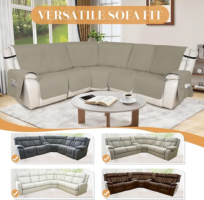 HDCAXKJ 100% Waterproof Reclining Sectional Couch Covers L Shape Recliner Sofa - Image 5