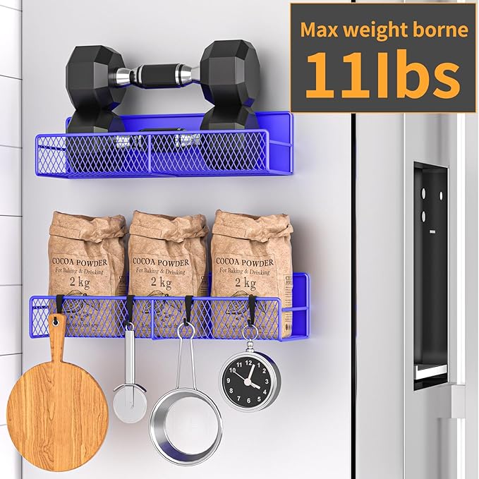 Magnetic Spice Rack for Refrigerator, 2 Pack 100% Metal Strong Magnet Shelf - Image 4