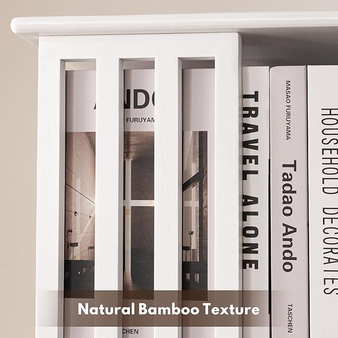 YOWOS Rotating Bookshelf Tower, 360° Display Spinning Bookcase, Bamboo - Image 8