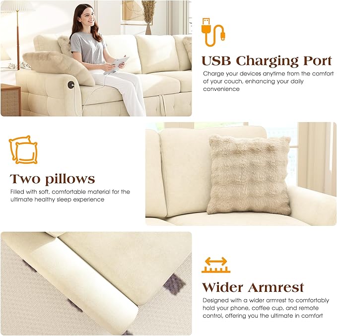 Ihanherry 59-inch Convertible Sofa Bed, Pull Out Sleeper - Image 5