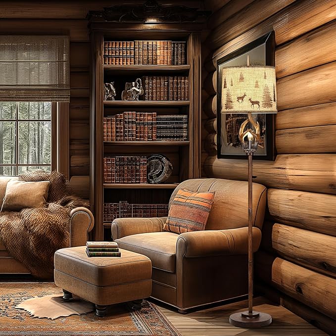 Scenekoy Rustic Farmhouse Antlers Floor Lamp - Image 7