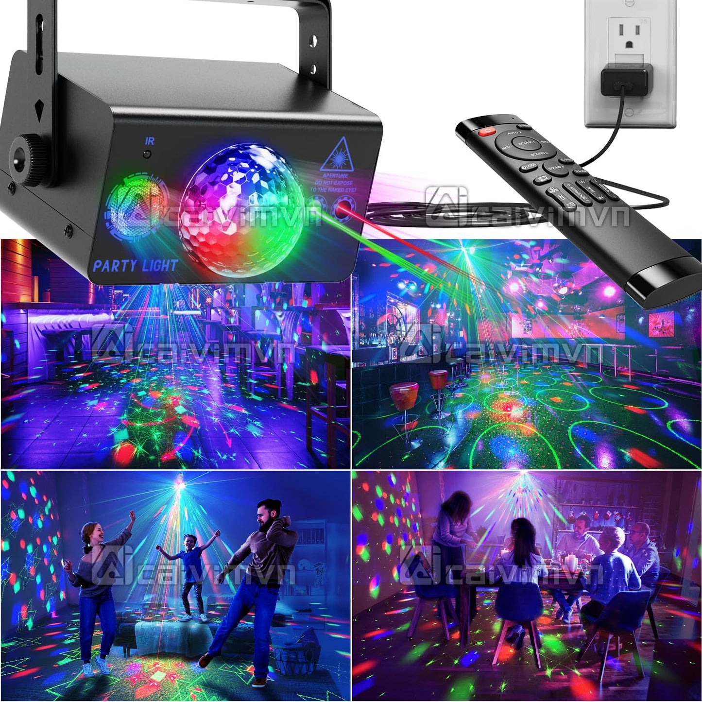 Party Lights, Disco Light Dj Disco Ball LED Sound Activated Stage Lights with Remote Control for Parties Bar Club Pub Christmas Birthday Wedding Holiday Dance Xmas Decorations