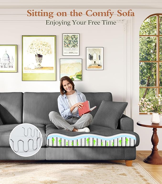 Kidirect 87in L Shaped Couch, Modular Sofa No Tool Assembly, Comfy Sectional - Image 7