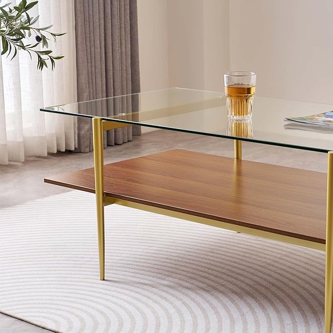 LumFurn X-Large Rectangle Glass Coffee Table, Mid-Century Modern Design - Image 7