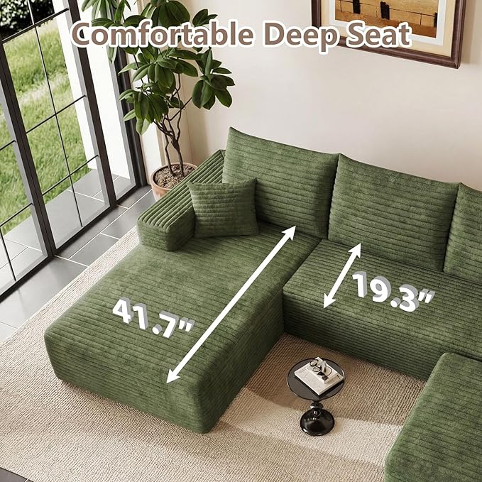 95" Cloud Sectional Couch U-Shaped Chaise - Image 5