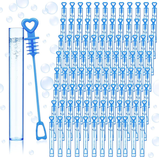 150 Pcs Bubble Wands Bulk for Wedding Party Mini Heart Wand with Bubble Solution for Wedding Bridal Showers Valentine Anniversary Graduation Birthday Supplies(Blue,Single Heart)