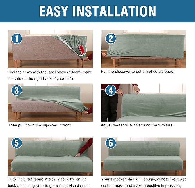 H.VERSAILTEX Real Velvet Futon Cover Armless Sofa Covers Sofa Bed Covers - Image 6