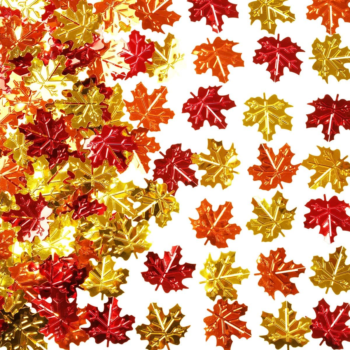 Thanksgiving Fall Foil Glitter Orange Autumn Maple Leaves Gold Metallic Table Sprinkles 60g