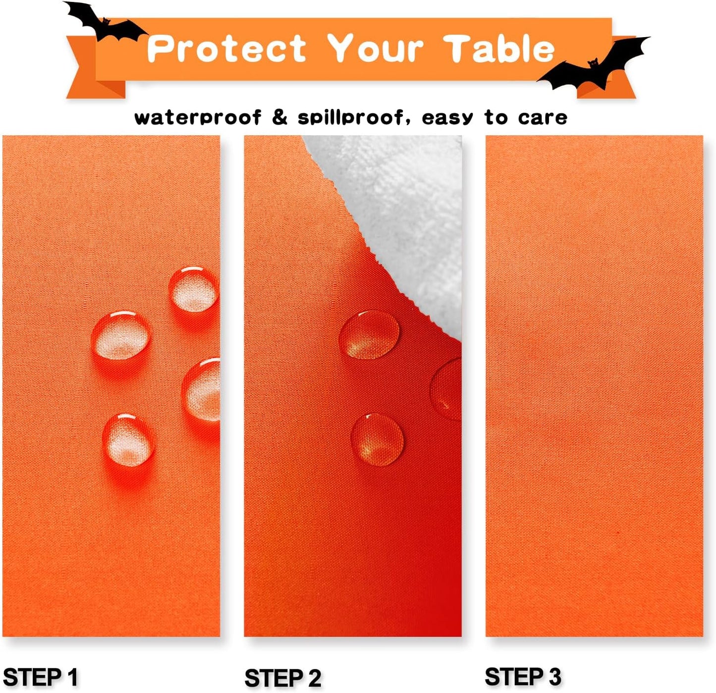 Hiasan Pumpkin Orange Rectangle Tablecloth - Waterproof Washable Polyester Fabric Table Cloth for Buffect Dining Birthday Party Wedding, 70 x 90 Inch