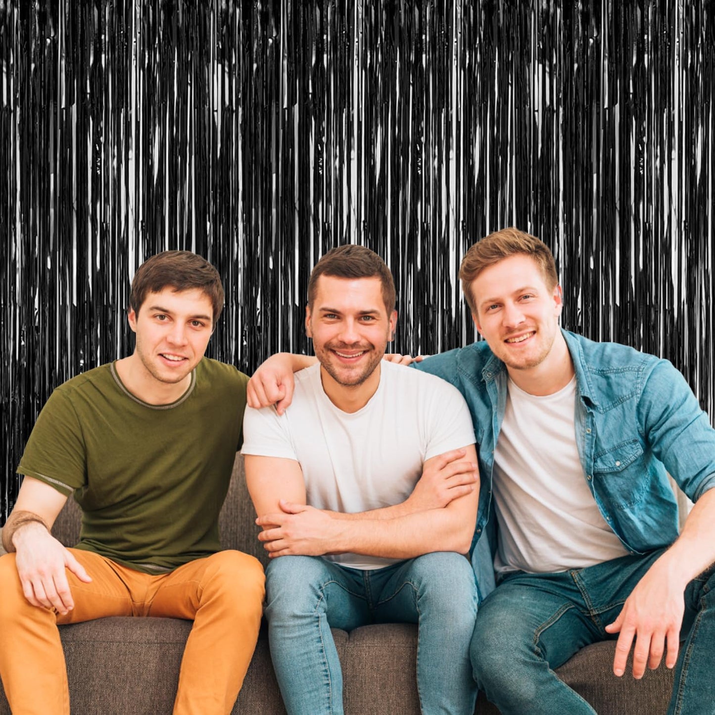 2 Pack Black Streamers Party Decorations Black Tinsel Backdrop Supplies Foil Curtain Backdrop for Baby Shower Birthday Bachelorette Wedding Engagement Holiday Celebration Halloween Party Decorations