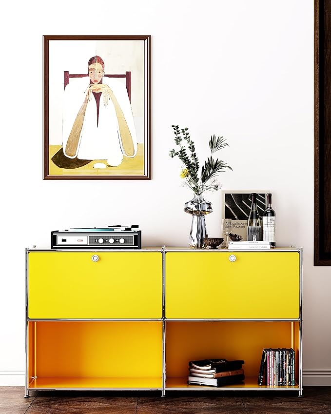 Metal Sideboard with 2 Flap Doors, DIY Modern Home Furnishing, Foyer - Image 8