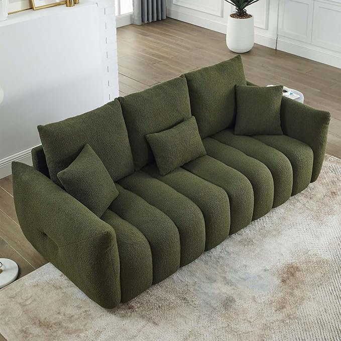 Antetek 78" Modern Sofa Couch, Comfy Deep Seat Teddy Cloud Sofa, Upholstered - Image 9