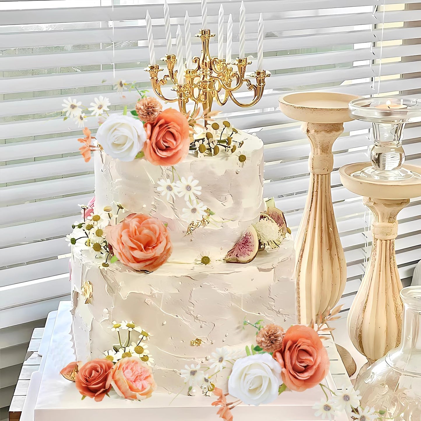 Artificial Flowers Combo for DIY Wedding Bouquets Combo Centerpieces Arrangements Party Bridal Baby Shower Home Decorations-Nude Color