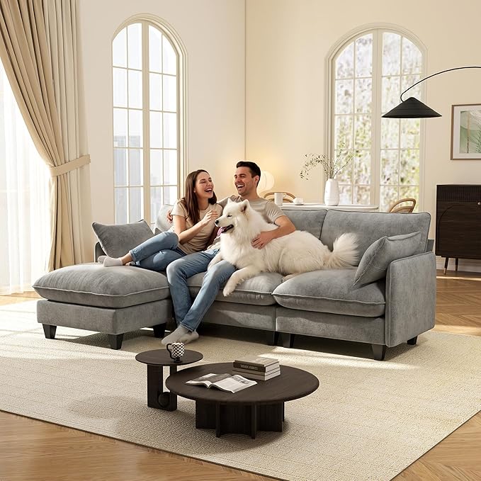 Ihanherry 105" Modular Sectional Sofa, L-Shaped Cloud Couch - Image 8