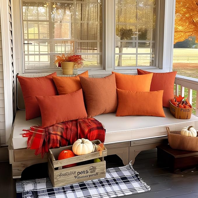 MIULEE Pack of 2 Decorative Outdoor Solid Waterproof Throw Pillow Covers Faux - Image 4