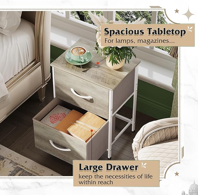 WLIVE Nightstand, 2 Drawer Dresser - Image 4