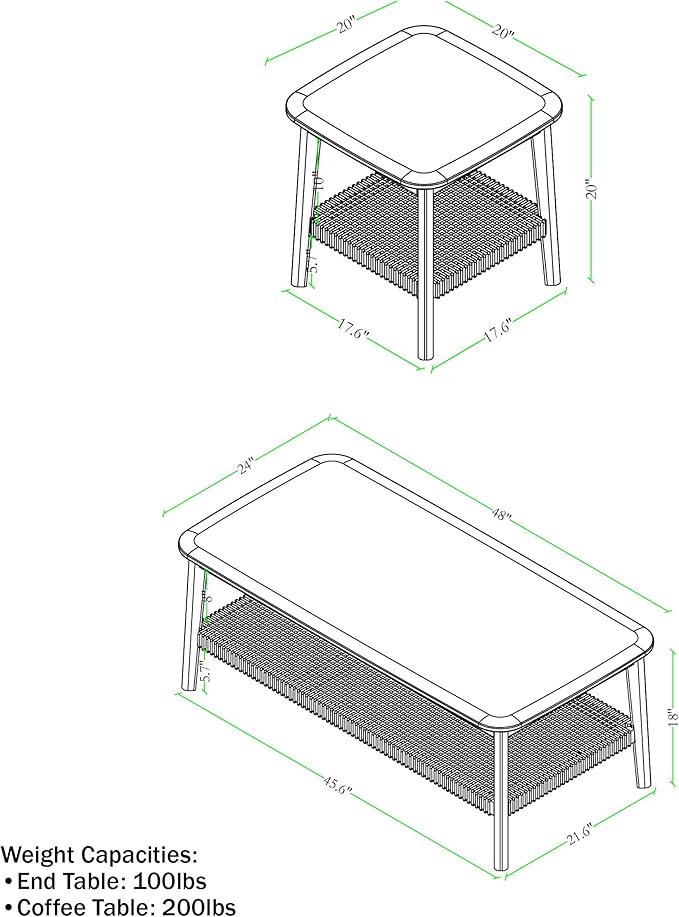 Alaterre Furniture Calais 3-Piece Solid Wood Coffee Table Set - Image 2