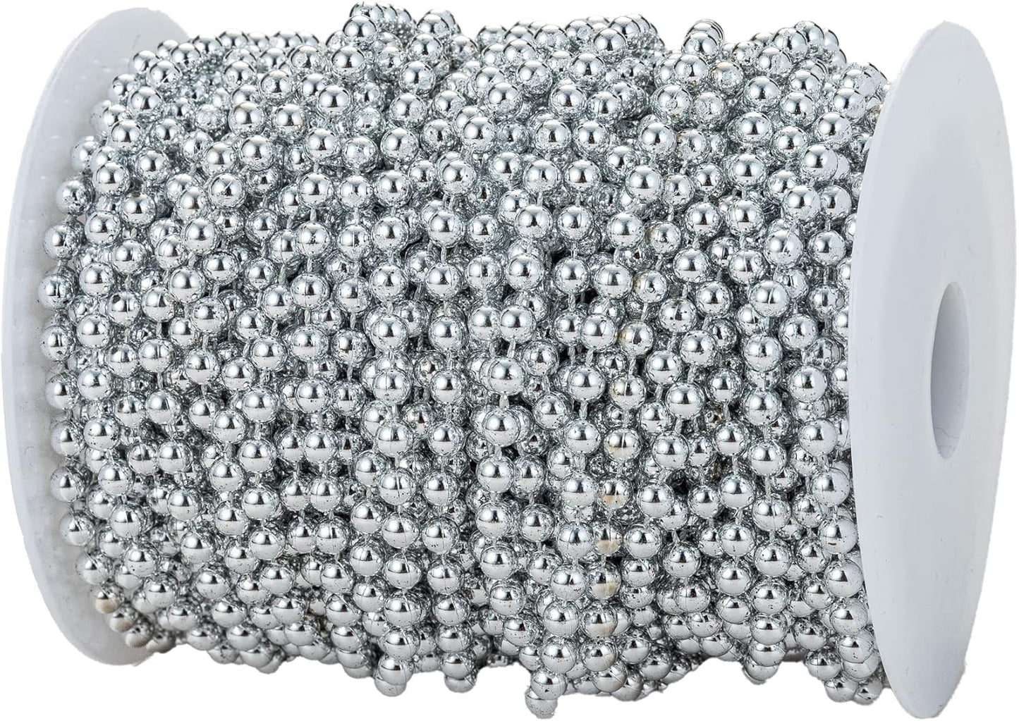 5mm Crafts Faux Pearl Beads Garland Pearl Bead Roll Strand of Pearls to Decorate Floral Centerpieces Wedding Party Favor Christmas Tree(99 Feet Silver)