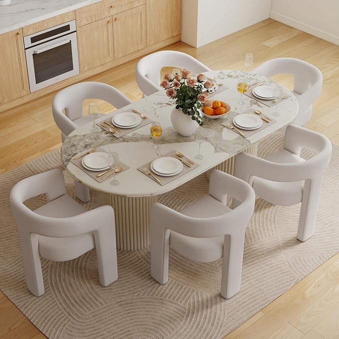 BESTANO Set of 4 Modern Linen Fabric Upholstered Dining Chairs - Image 6