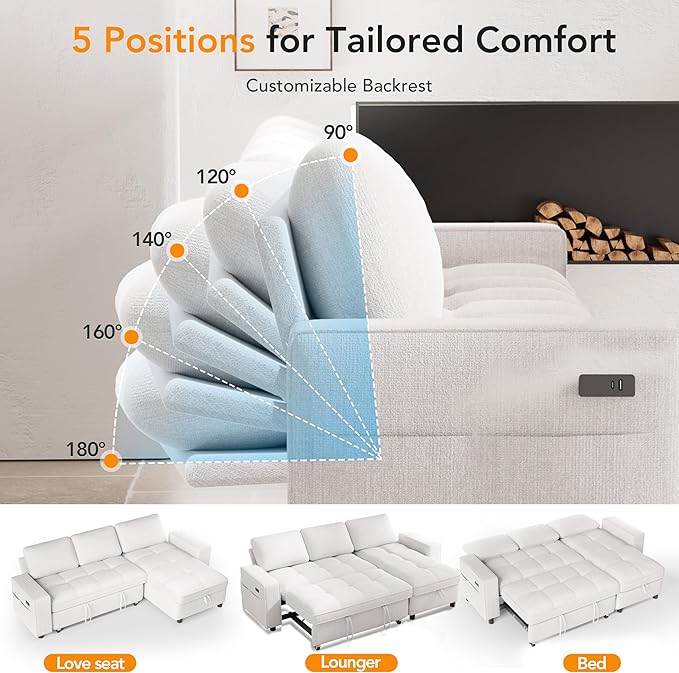 Vipbear 81" Sectional Sleeper Sofa - Image 5