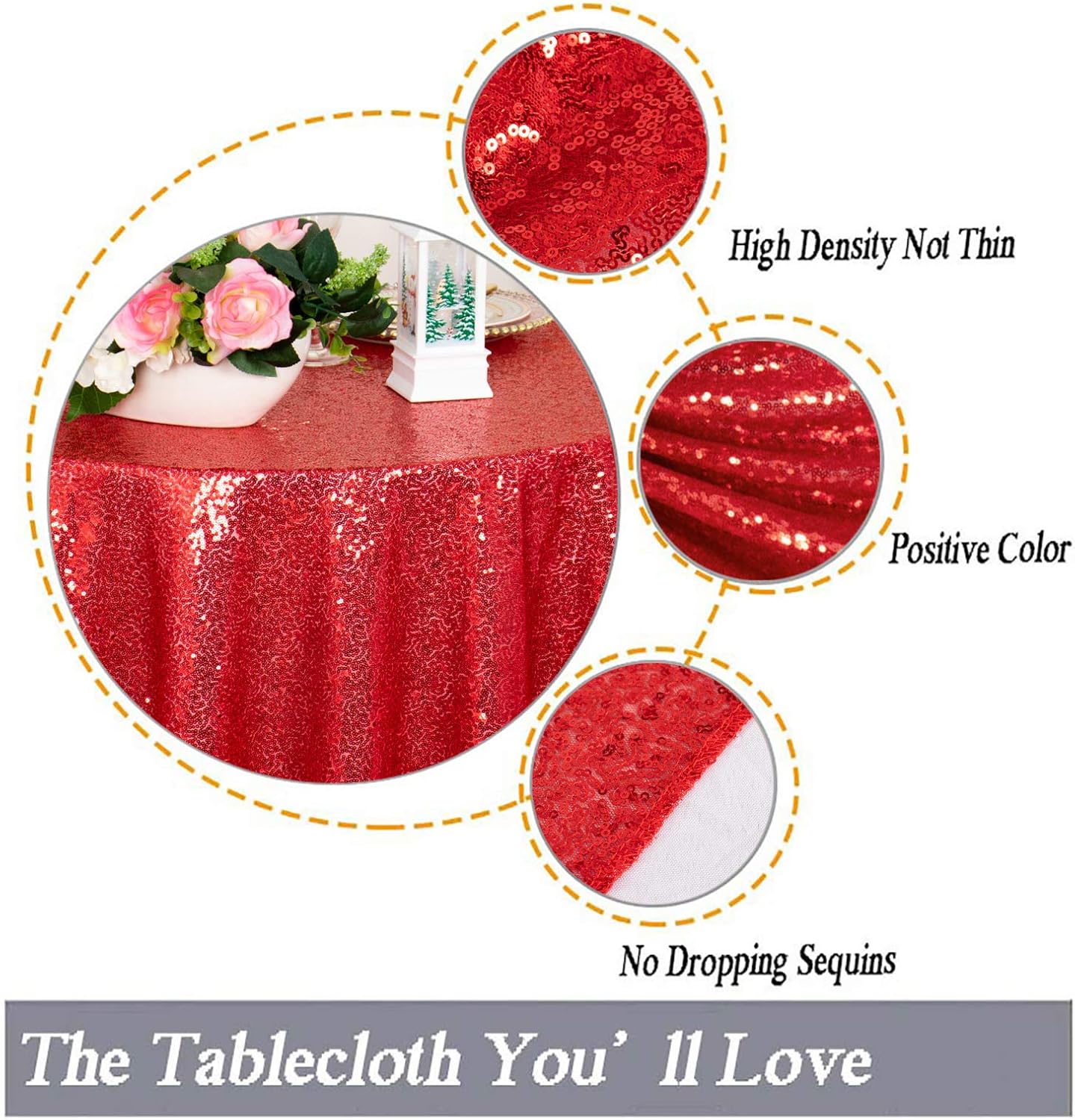 ShinyBeauty Red Table Cloths for Christmas 2 Packs, 72X72 Inch Sequin Tablecloths Square Shimmer Table Cloth Overlay Red Tablecloth for Wedding, Birthday Tables