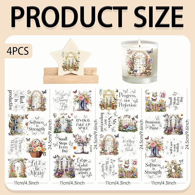 4 Sheets Rub on Transfers for Crafts, Gardens and Butterflies Furniture - Image 2