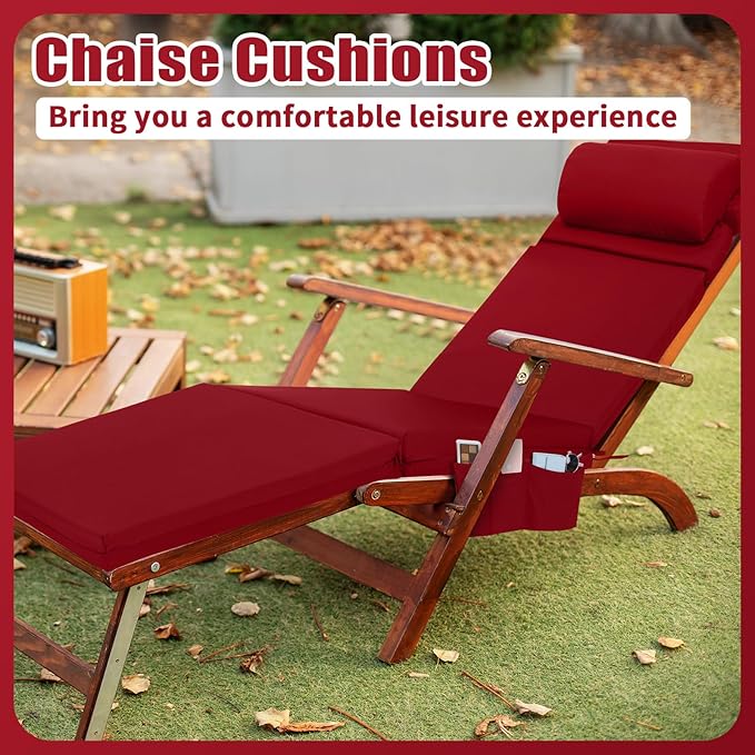 Wenqik 2 Pcs Outdoor Chaise Lounge Cushion - Image 4
