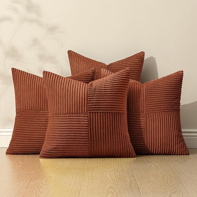 MIULEE Boho Farmhouse Rust Decorative Throw Pillow Covers 20x20 Inch 4 Packs - Image 5