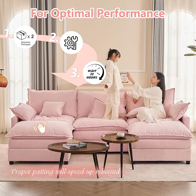 GOSUHI 108" U Shaped Couch, Modular Sectional Sofa, 3-Seater Comfy Cloud Couch - Image 6
