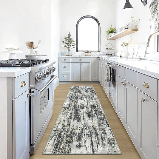 2'6''x8' Runner Rugs Washable Rug: Modern Abstract Hallway Runner Rug Indoor by GENTDRIZZ
